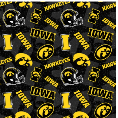 Tossed Iowa Hawkeyes Logos - Fabric Bash