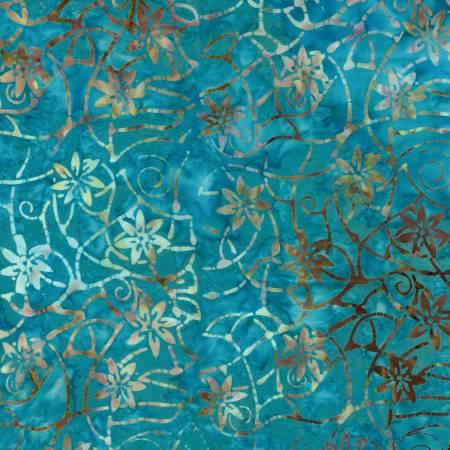 Turq Rustic Blooms Batik - Fabric Bash