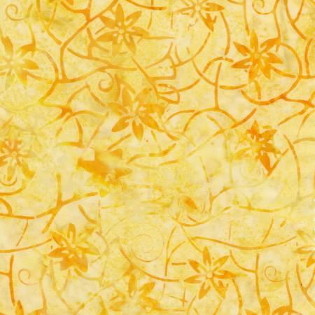 Yellow Rustic Blooms Batik - Fabric Bash