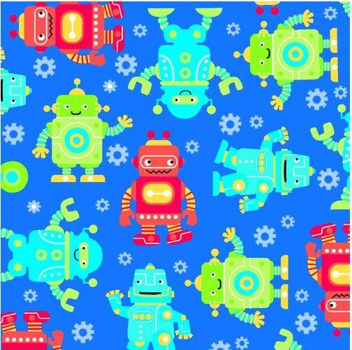 Flannel Blue Robot - Fabric Bash