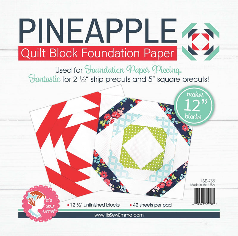 Pineapple 12" Finished Quilt Block Foundation Paper
