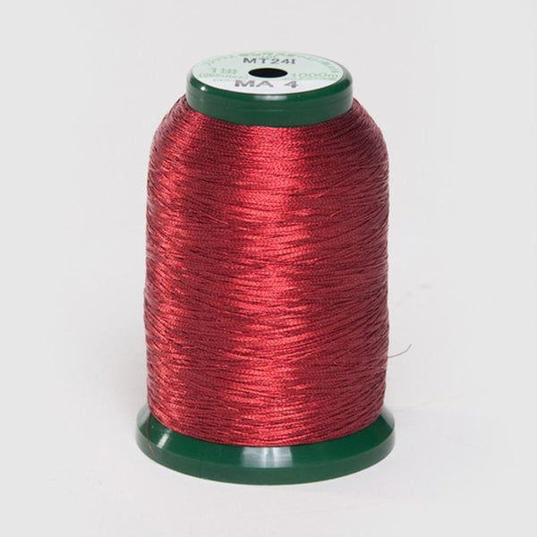 KingStar Metallic 1000 Meter Embroidery Thread - Red (MA4)