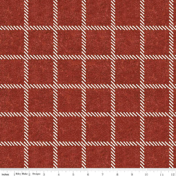 She Who Sews - Windowpane Plaid Barnred