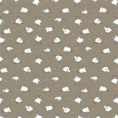 Cluck Cluck Bloom Chickens Taupe